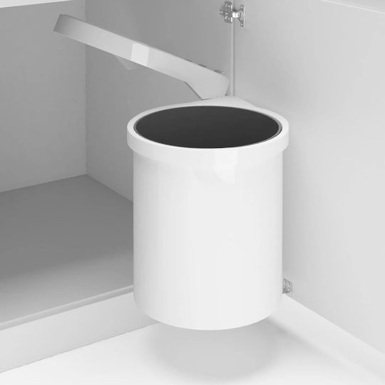vidaXL Waste Bin for Cabinet Plastic White 12lt