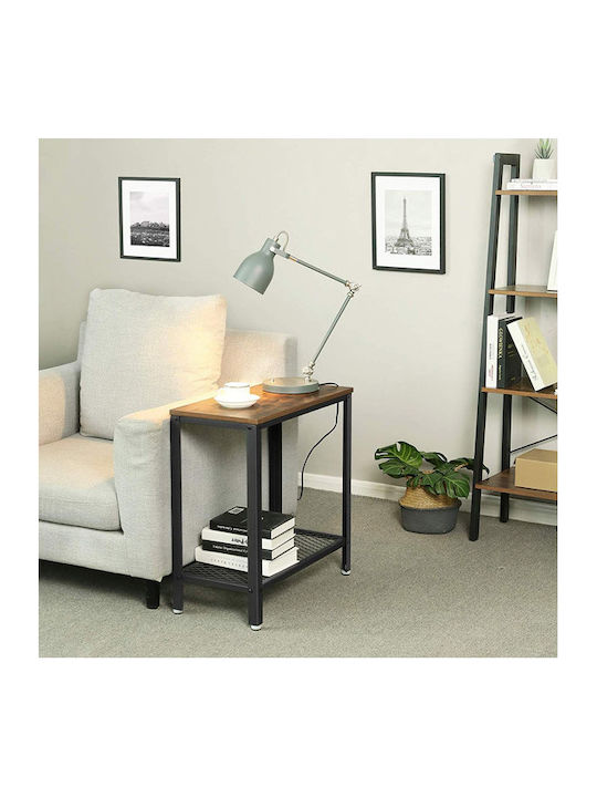 Rectangular Wooden Side Table Brown 60x30x60cm