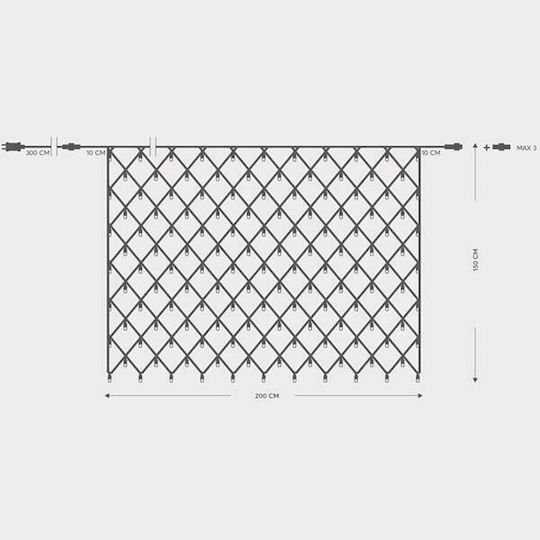 240 Lichterketten LED 2m. x 150cm Warmes Weiß Typ Netz 1Stück