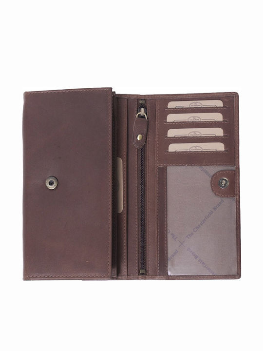 Large Leather Women's Wallet Classic with RFID Brown