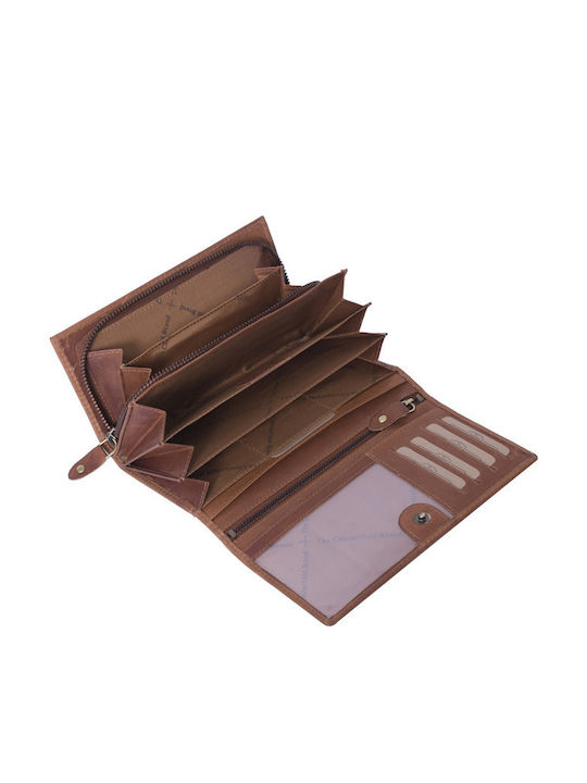 Large Leather Women's Wallet Classic with RFID Tabac Brown