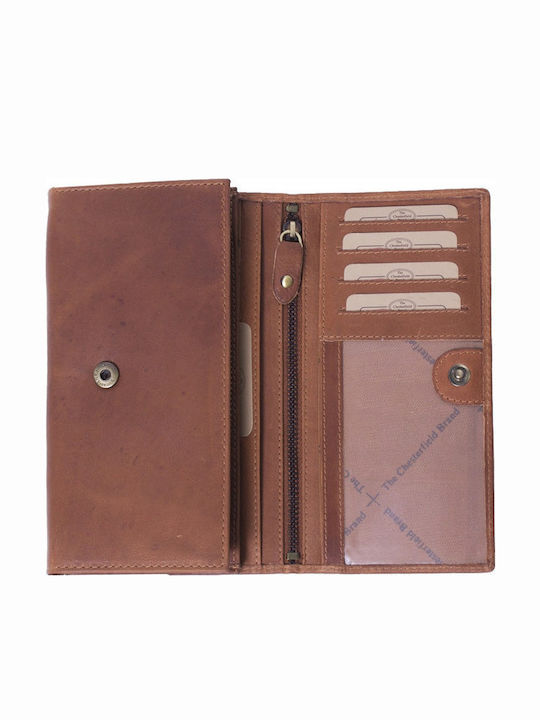 Large Leather Women's Wallet Classic with RFID Tabac Brown