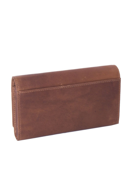 Large Leather Women's Wallet Classic with RFID Tabac Brown