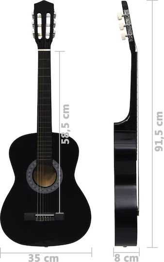 vidaXL Kids Classical Guitar 3/4 Black