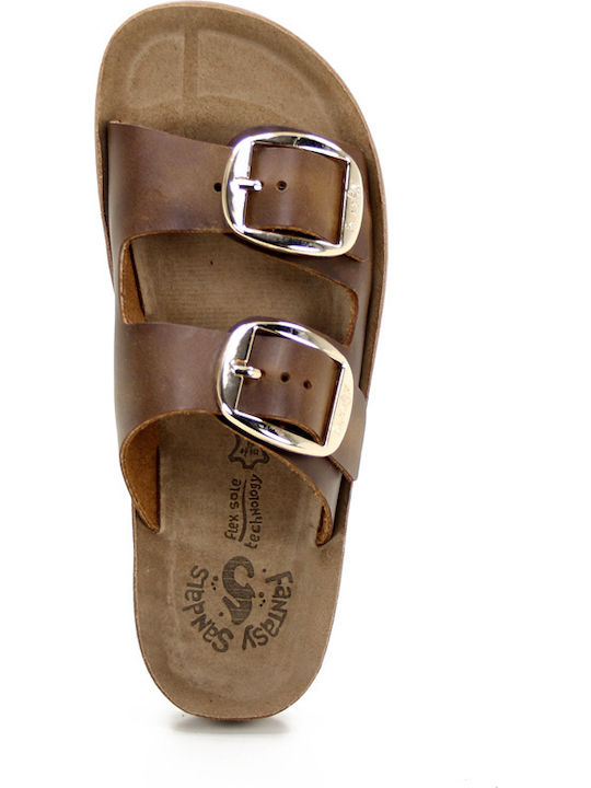 Despoina Leather Women's Flat Sandals Anatomic Taupe Brush