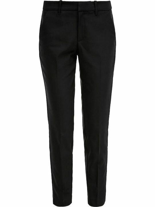 Women's Fabric Capri Trousers Straight Line Black
