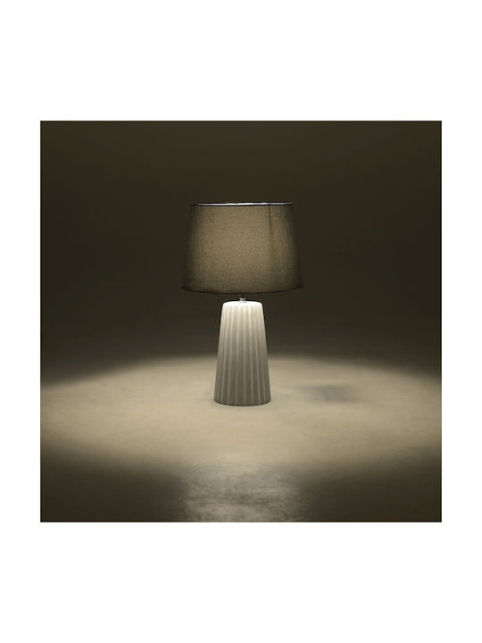 Inart Concrete Table Lamp for Socket E27 with Gray Shade and Base