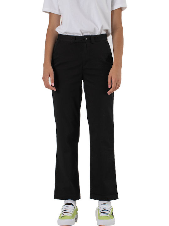 Women's High-waisted Chino Trousers Regular Fit Black
