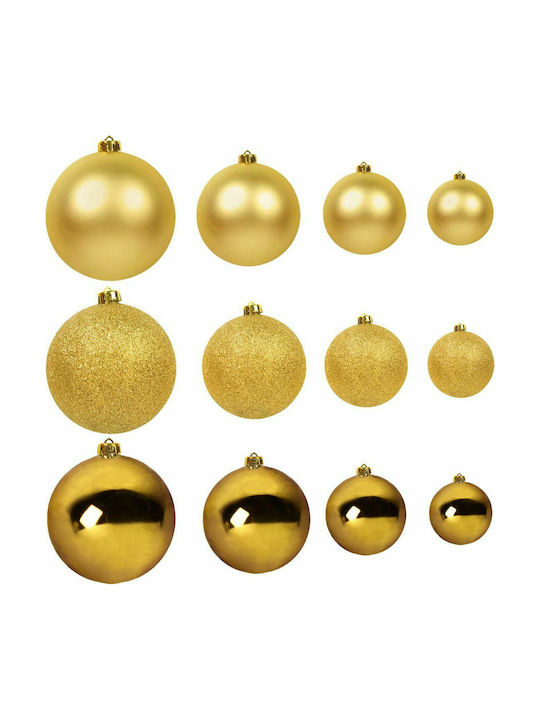 TnS Christmas Plastic Ball Ornament Gold 54pcs