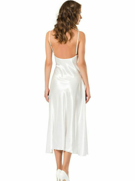 Moongirl Satin Women's Nightdress White Sandra