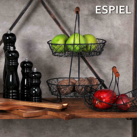 Espiel Φρουτιέρα Μεταλλική 2 Επιπέδων Μαύρη 13x16x36εκ.