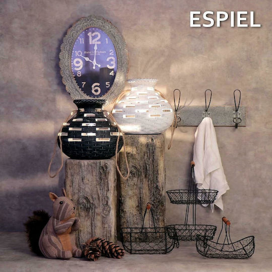 Espiel Φρουτιέρα Μεταλλική 2 Επιπέδων Μαύρη 13x16x36εκ.