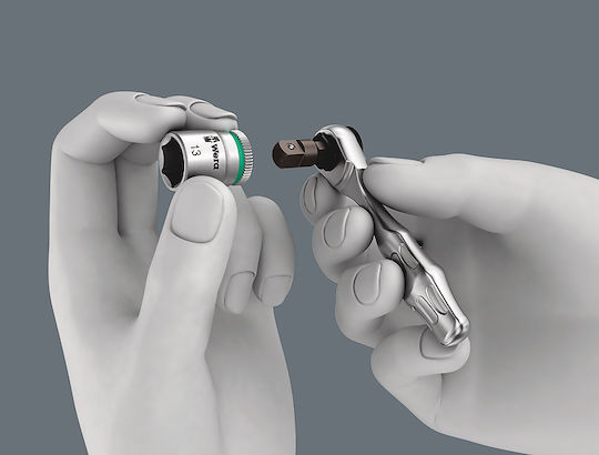 Wera Ratschen 8001 A Zyklop Mini 60 Zähne mit Vierkant 1/4" Länge 8.7cm.