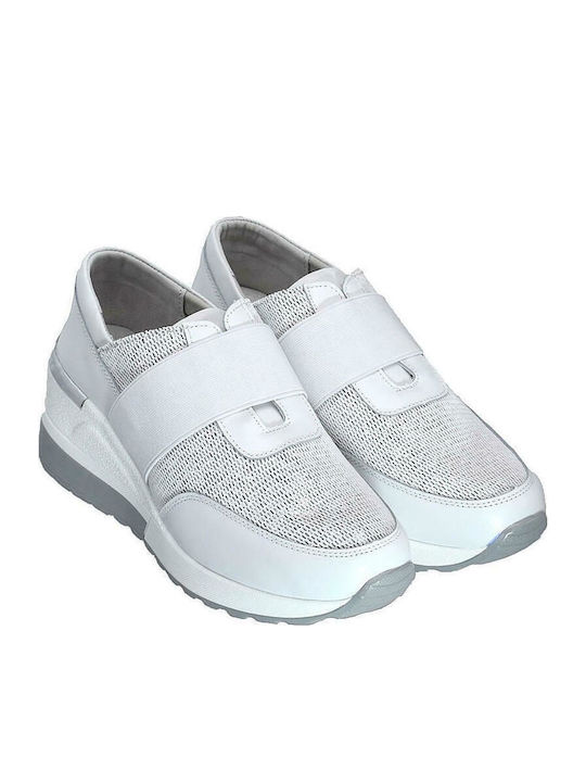 Ανατομικά Γυναικεία Slip-On Δερμάτινα Λευκά