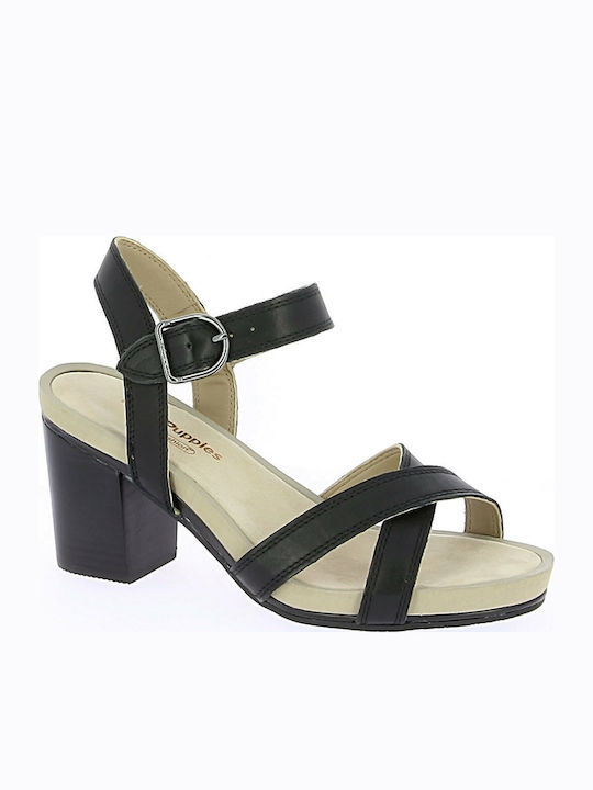 Hush Puppies Mariska Δερμάτινα Πέδιλα Μαύρα