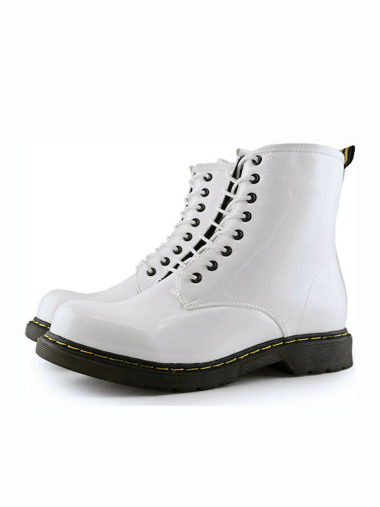 Adam's Shoes Women's Patent Leather Ankle Boots White