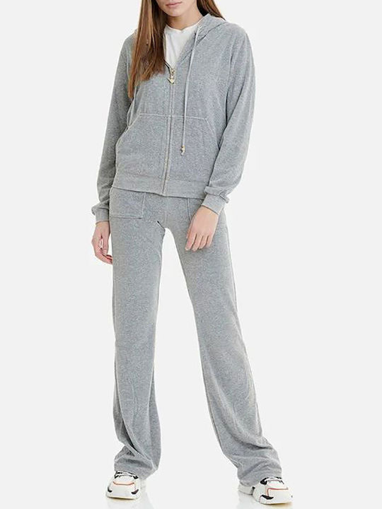19833000 Women's Sweatshirt Jacket Velvet Hooded Gray