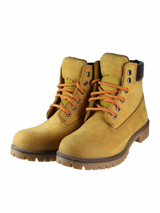 Leder Stiefeletten Damen Gelb