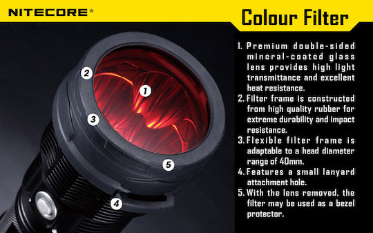 NiteCore NFR60 Objektivfilter Rot