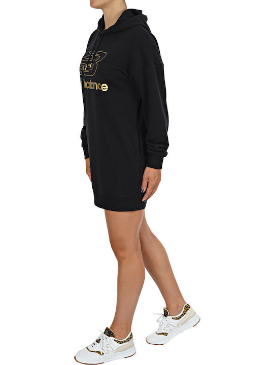 Mini Athletic Dress Long Sleeve with Hood Black