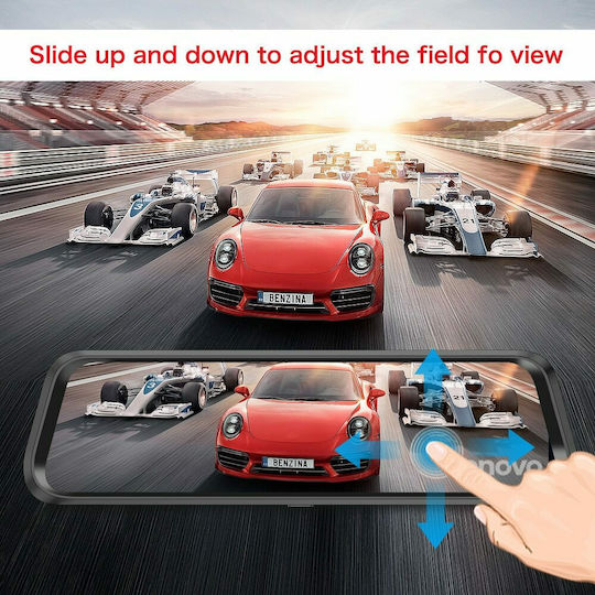 Lenovo V7 Plus Mirror Dash Cam Καθρέπτης με Κάμερα DVR Αυτοκινήτου 1080P με Οθόνη 9.66"