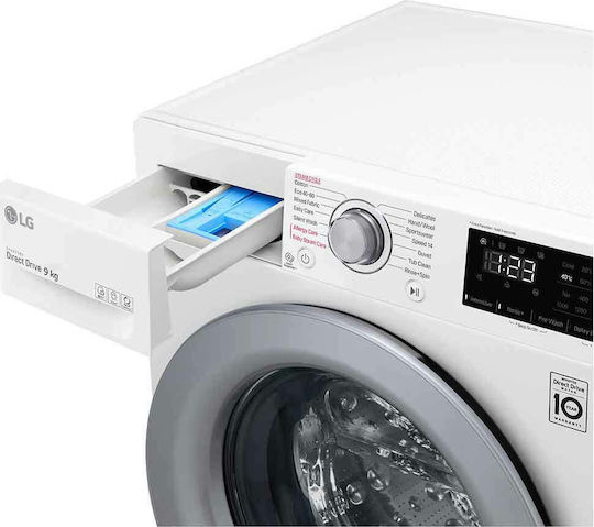 LG Πλυντήριο Ρούχων Inverter Direct Drive 9kg με Τεχνολογία Ατμού 1400 Στροφών F4WV309S3E