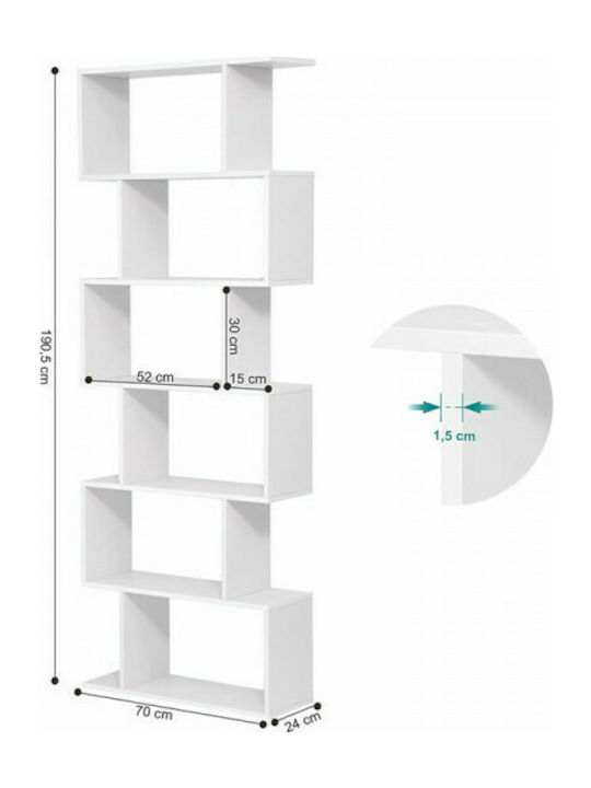 Bibliotecă Alb 70x24x190.5cm