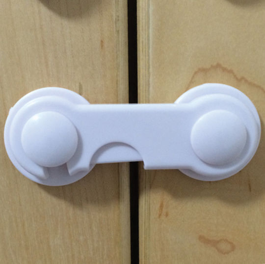 Ergo Cabinet & Drawer Lock with Sticker made of Plastic in White Color 10x3.8cm 2pcs