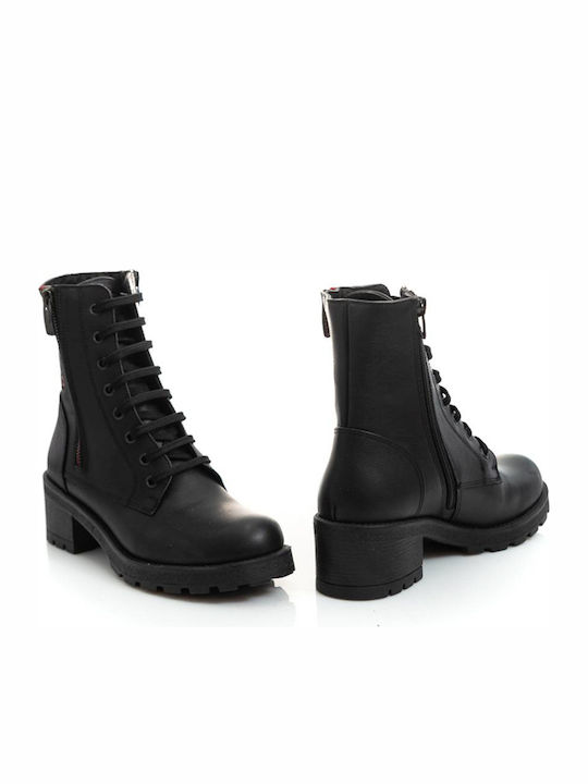 Leder Stiefeletten Damen Schwarz