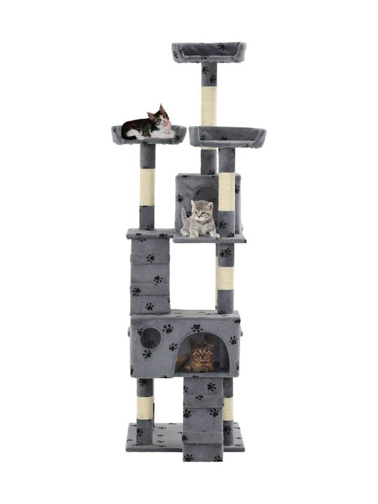 vidaXL Cat Scratching Post Cat Tree In Gray Colour 50x50x170 cm