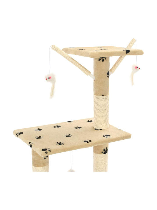 vidaXL Cat Scratching Post Cat Tree In Beige Colour 49x35x138 cm