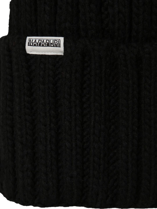 Semiury Pom Pom Beanie Ανδρικός Σκούφος με Rib Πλέξη σε Μαύρο χρώμα