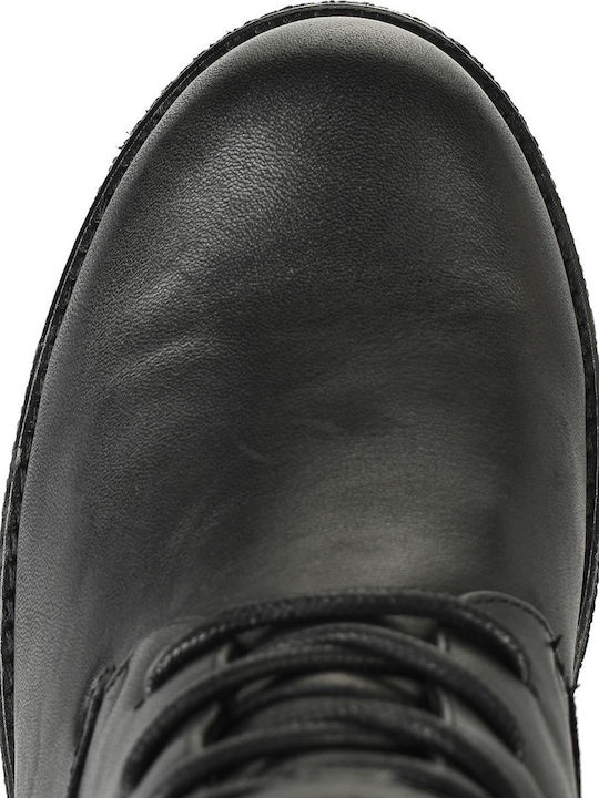 Leder Stiefeletten Damen Schwarz