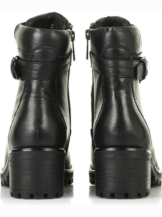 Leder Stiefeletten Damen Schwarz