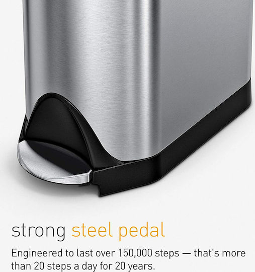 Simplehuman Μεταλλικός Κάδος Απορριμμάτων με Πεντάλ 10lt Inox