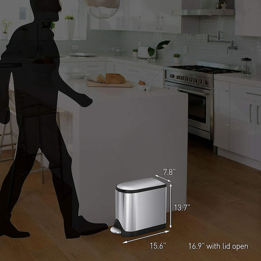 Simplehuman Μεταλλικός Κάδος Απορριμμάτων με Πεντάλ 10lt Inox