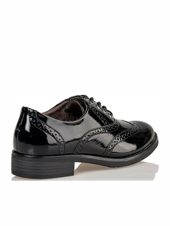 Γυναικεία Oxfords από Λουστρίνι σε Μαύρο Χρώμα
