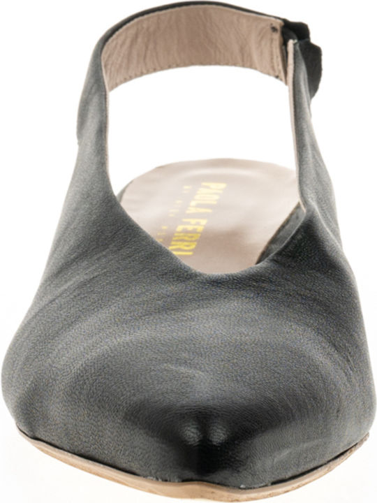 Leder Pumps mit Chunky flachem Absatz Schwarz