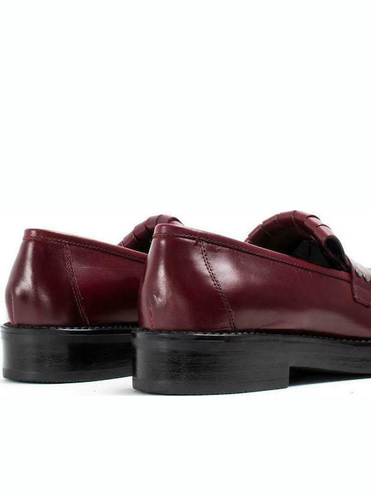 Paola Ferri Leather Women's Moccasins in Burgundy Color