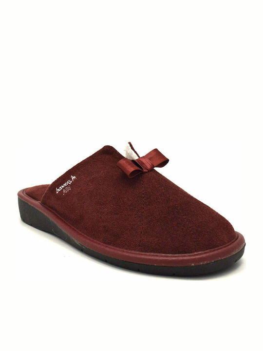 Boxer Anatomic Leather Women's Slippers In Burgundy Colour