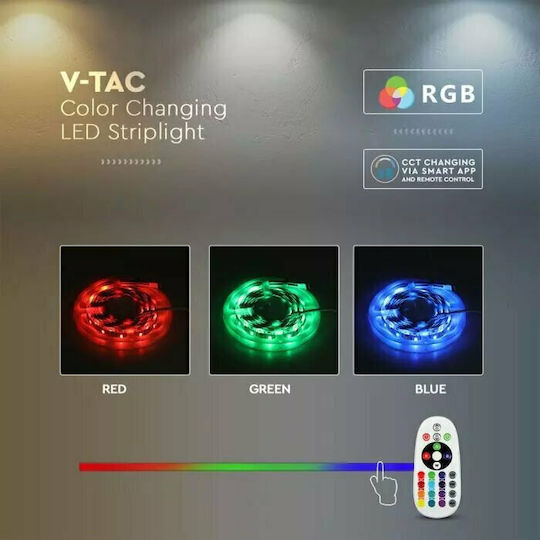 V-TAC Αδιάβροχη Ταινία LED 12V RGBW Φως 5m Τύπου SMD5050 με Τροφοδοτικό & Τηλεχειριστήριο