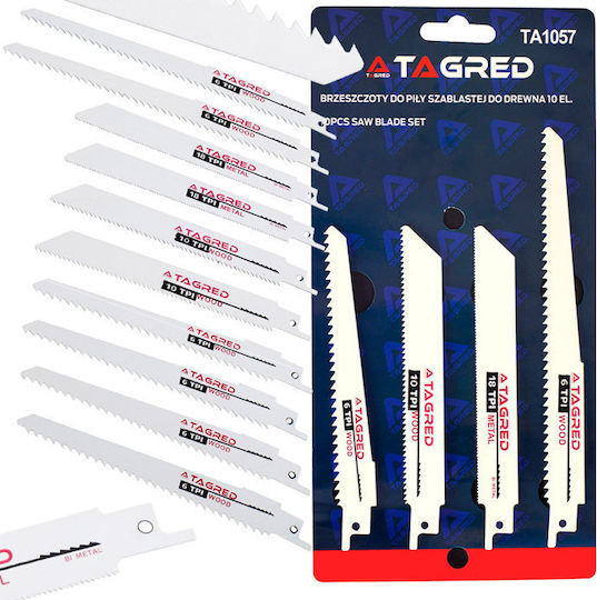 Tagred Set Blades Electric Saw 10 pcs Jig Saw Blade for Metal and Wood 10pcs TA1057