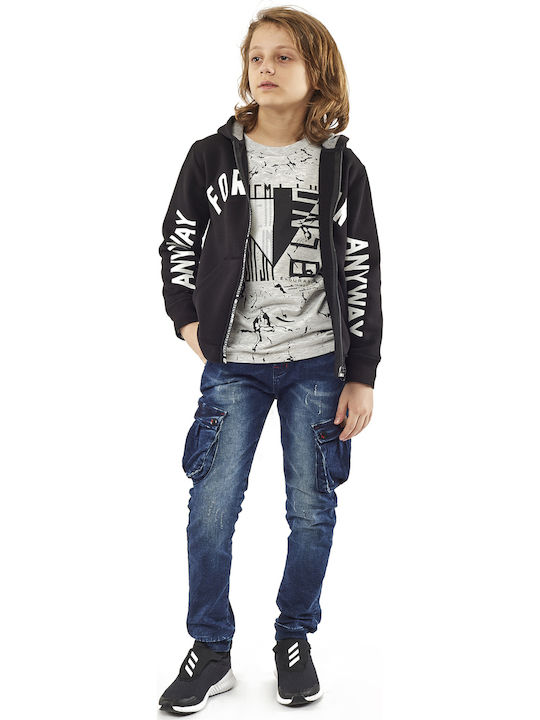 Hashtag Boys Hooded Sweatshirt For Fun with Zipper Black