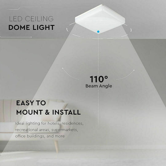 V-TAC Τετράγωνο Εξωτερικό LED Panel 15W με Ψυχρό Λευκό Φως 6500K 20x20εκ.