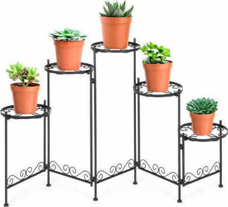 Timeless Tools Suport metalic pentru flori cu poziții Suport de plante Metal Negru 131bucx71.5bucx25.5buccm.