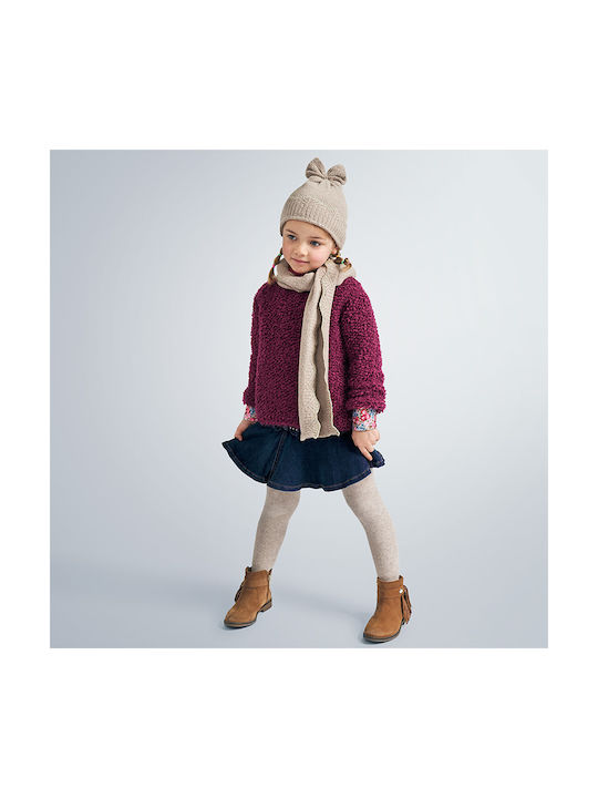 Mayoral Kids Beanie Set with Scarf Knitted Beige