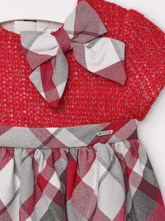 Mayoral Kids Dress Checked Short Sleeve Red