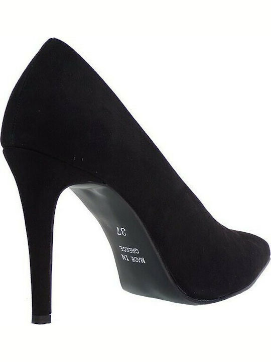 Katia Shoes Suede Pointed Toe Black Heels