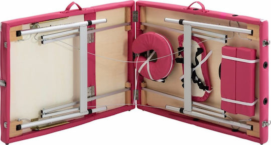 vidaXL Aluminum Portable/Folding Pink Massage and Physiotherapy Bed 191x70cm 3 Positions