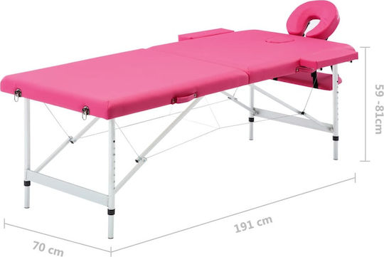 vidaXL Bett Massage und Physiotherapie Rosa aus Aluminium 191x70cm. 2 Positionen